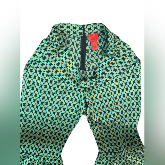V Cristina Geometric Flare Pants in Green and Blue Size 8 - Picture 6 of 9